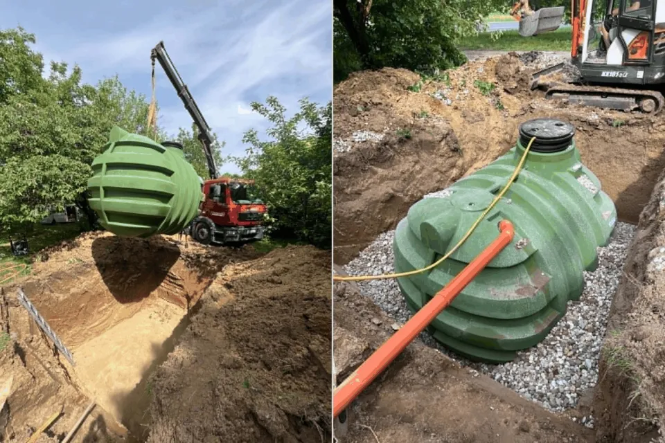 Wastewater tank installation